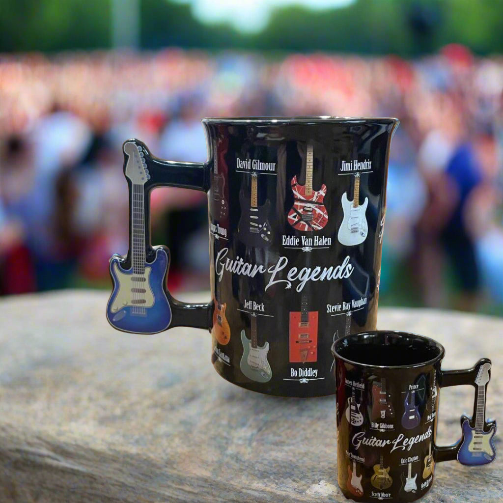 Collections Etc Colorful Guitar Legends Novelty Ceramic Mug Black