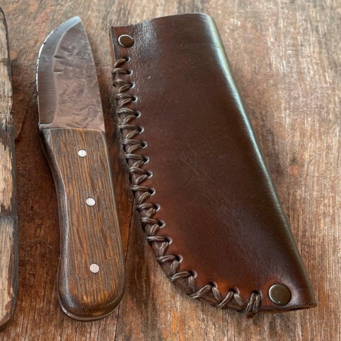 Hand Forged Knife with TN Whiskey Barrel Stave Handle - The Whiskey Cave