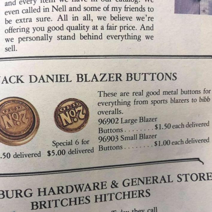 Jack Daniel’s 1980’s Metal Old No 7 Button - The Whiskey Cave