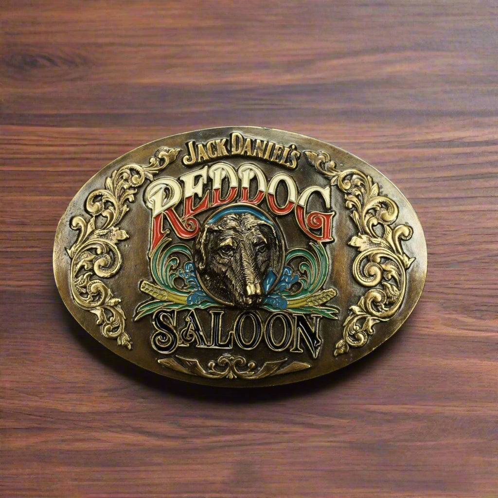 Jack Daniel’s 1992 Red Dog Saloon Enameled Buckle - The Whiskey Cave