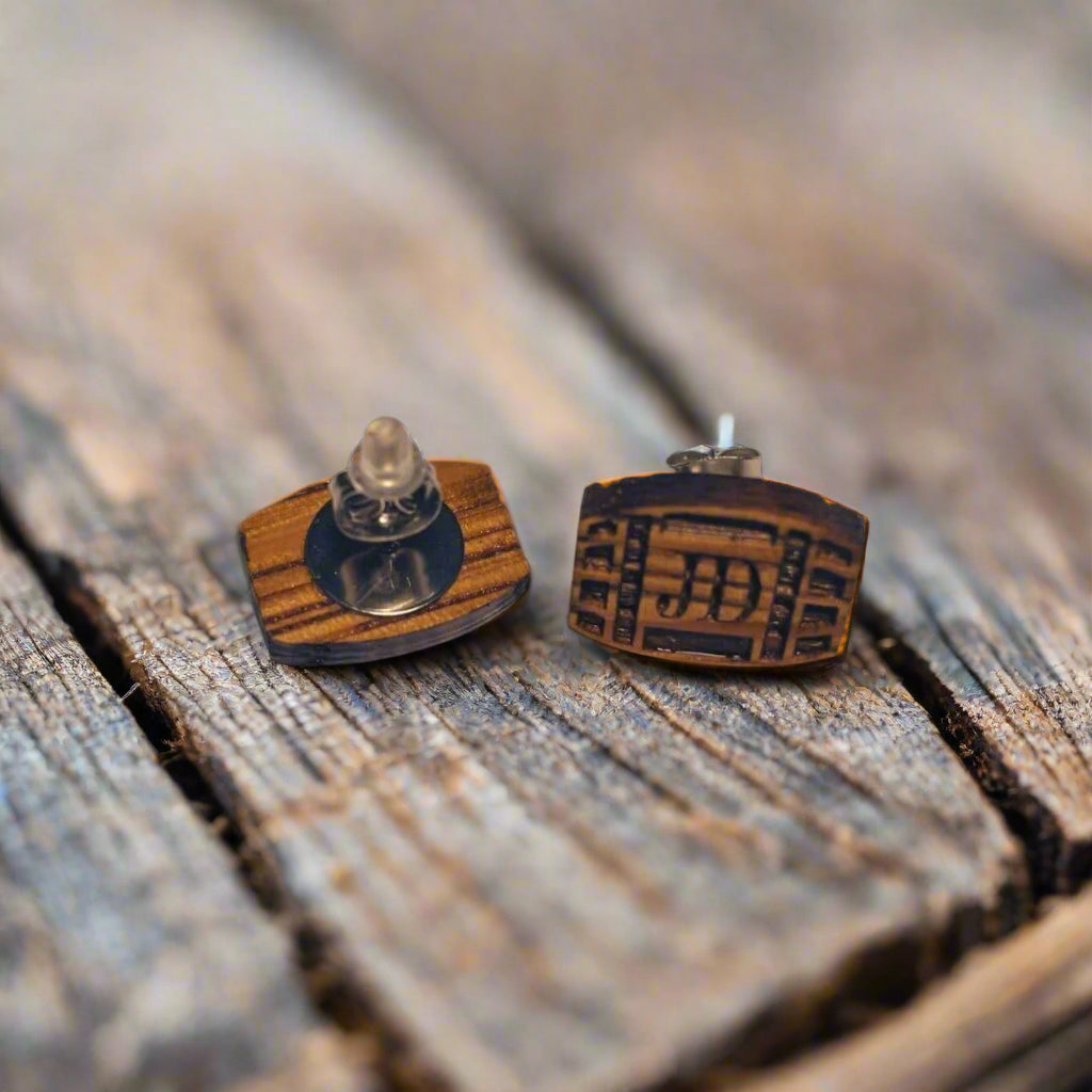 Jack Daniel’s Barrel Earrings from Barrel Wood - The Whiskey Cave