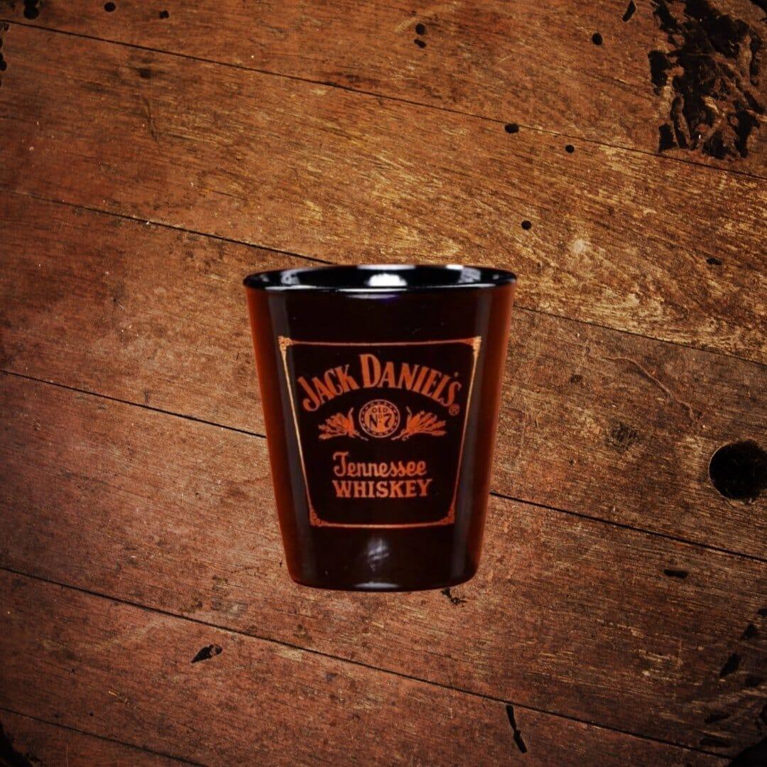 Jack Daniel’s Black Shot Glass Broken Wheel - The Whiskey Cave