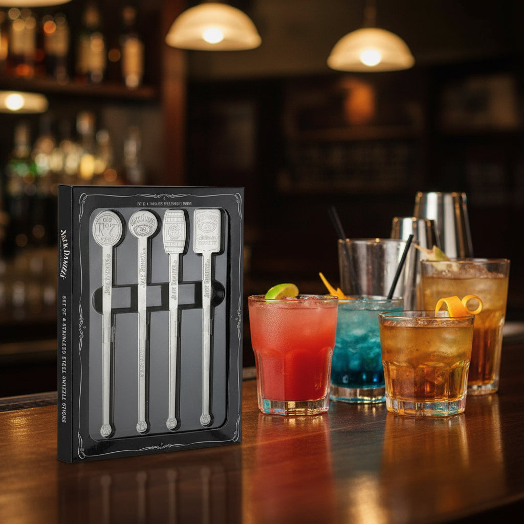 Jack Daniel's Boxed Set of 4 Stainless Stirrers - The Whiskey Cave