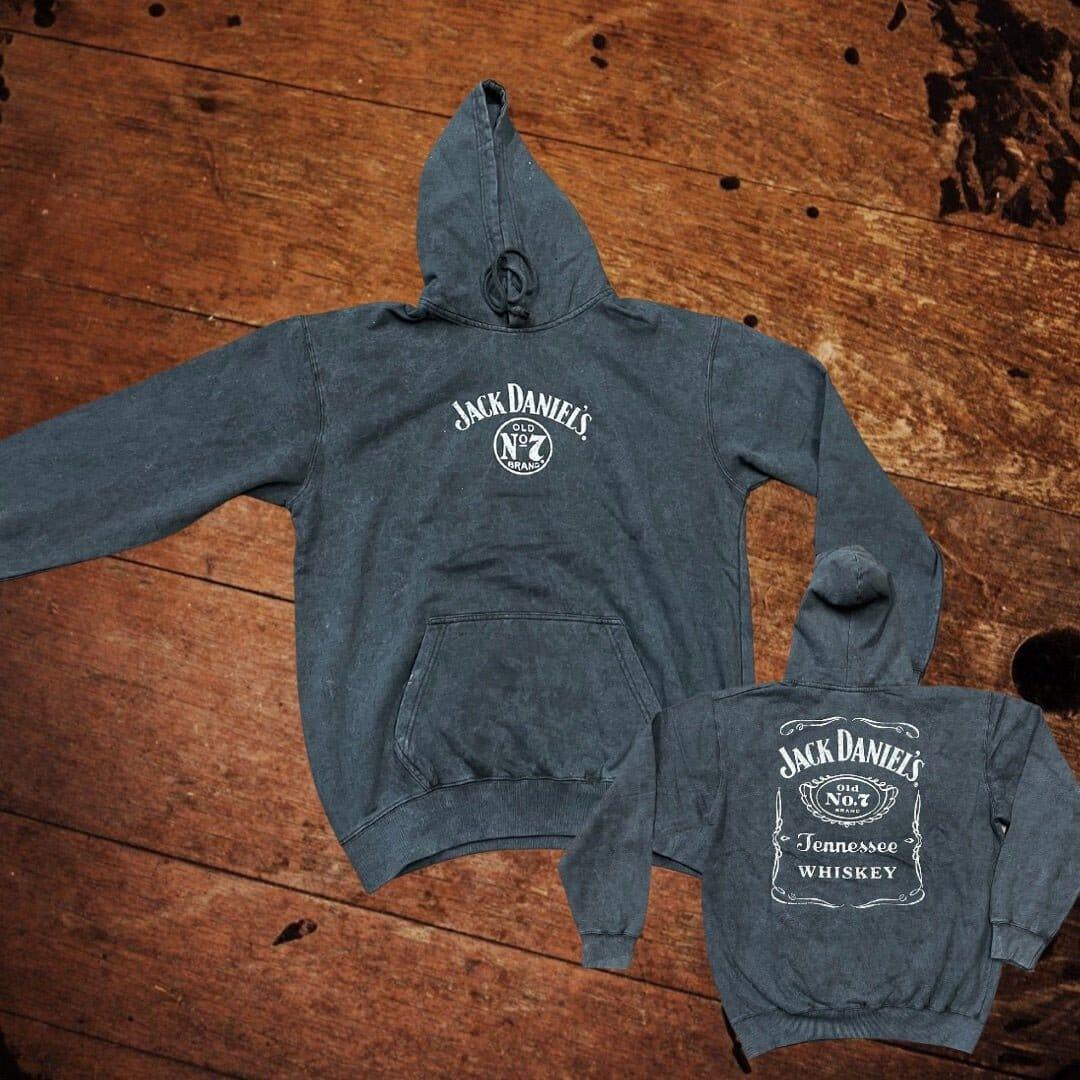 Jack Daniel’s Classic Label Mineral Wash Gray Hoodie - The Whiskey Cave