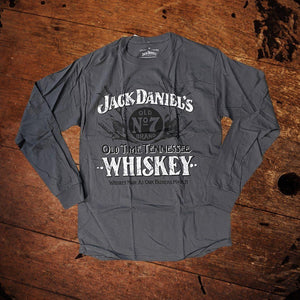 Jack Daniel’s Double Vintage Label Gray Long Sleeve T-Shirt - The Whiskey Cave
