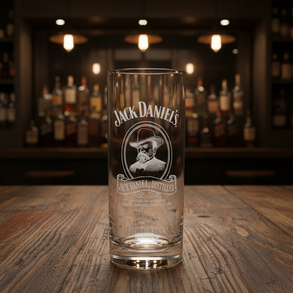 Jack Daniel's Etched Portrait Highball Glass - The Whiskey Cave