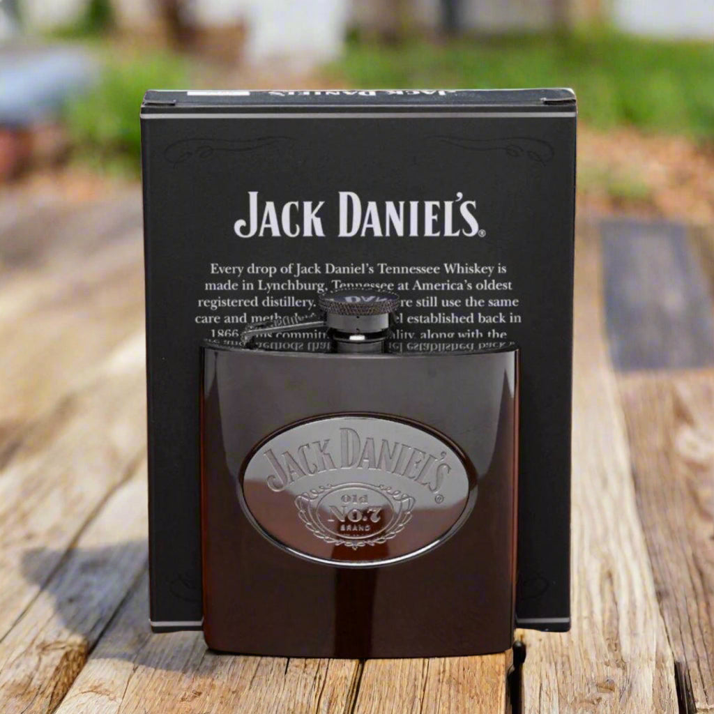 Jack Daniel’s Gun Metal Finish Stainless Flask - The Whiskey Cave