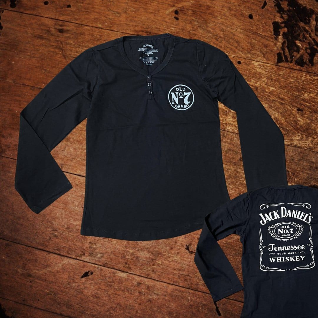 Jack Daniel’s Ladies Black Henley Shirt - The Whiskey Cave