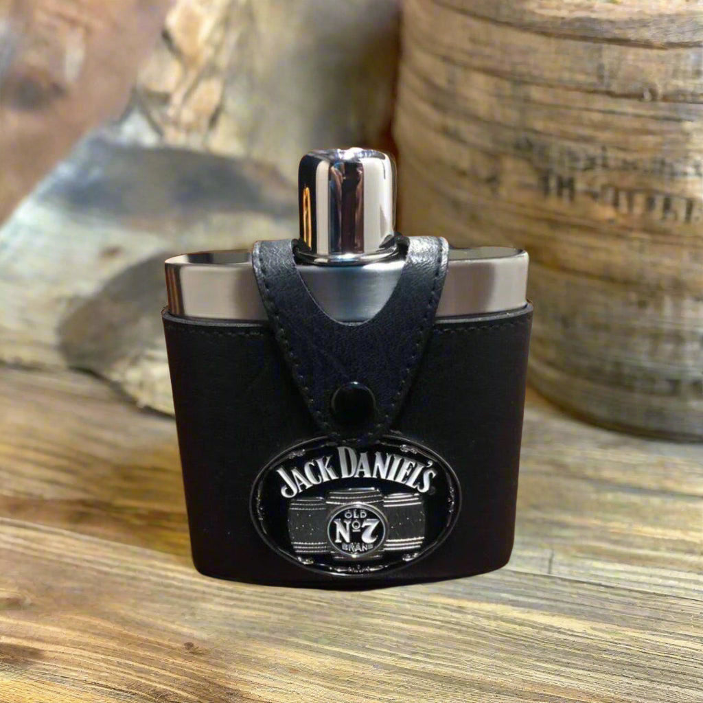 Jack Daniel’s Leather Covered Stainless Flask - The Whiskey Cave