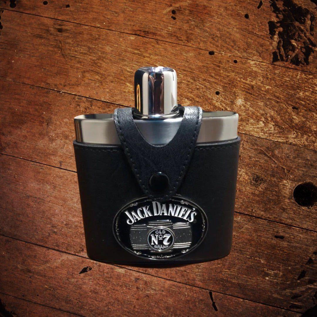 Jack Daniel’s Leather Covered Stainless Flask - The Whiskey Cave