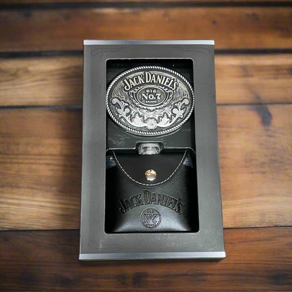 Jack Daniel’s Leather Flask and Buckle Boxed Set - The Whiskey Cave