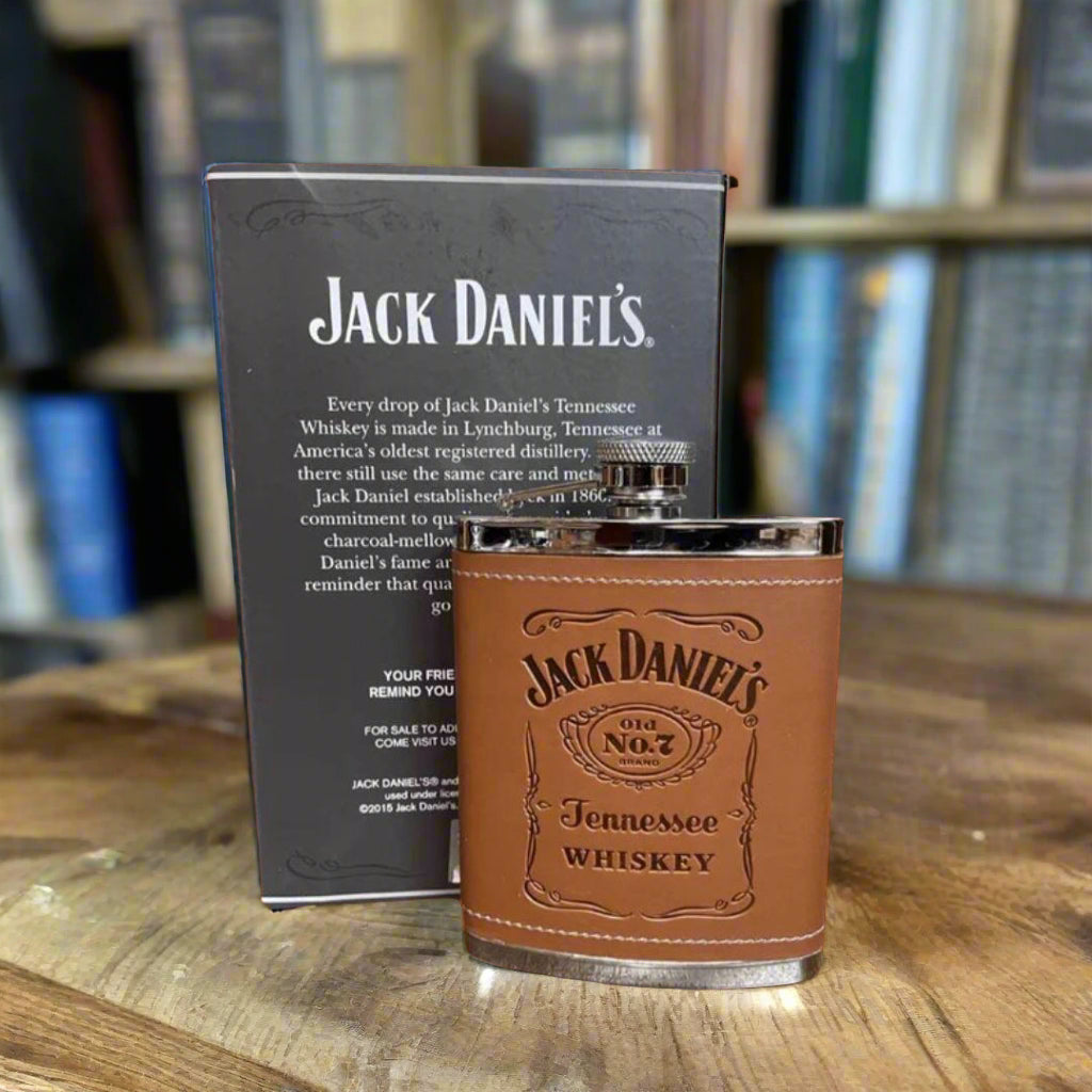 Jack Daniel’s Leatherette Covered Stainless Steel 6 ounce Flask - The Whiskey Cave