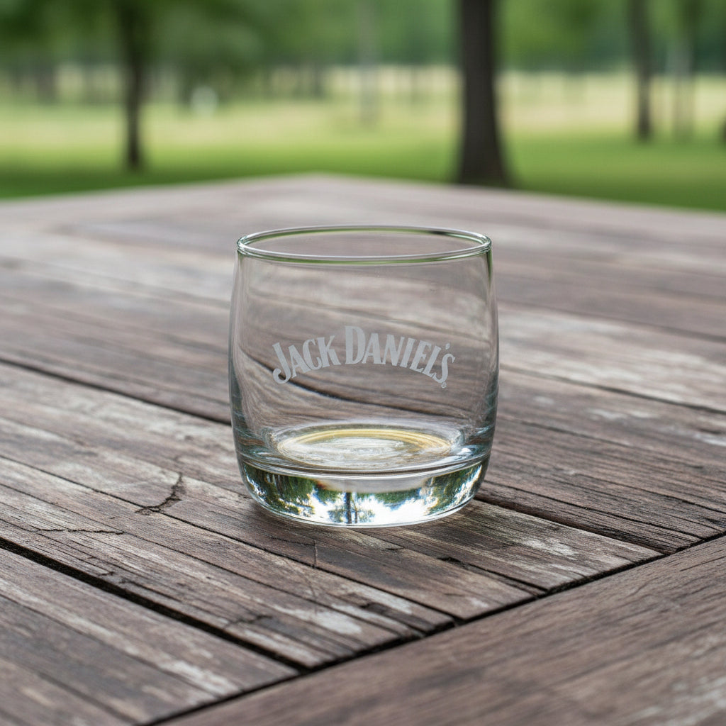 Jack Daniel's Logo Bottom Glass - The Whiskey Cave
