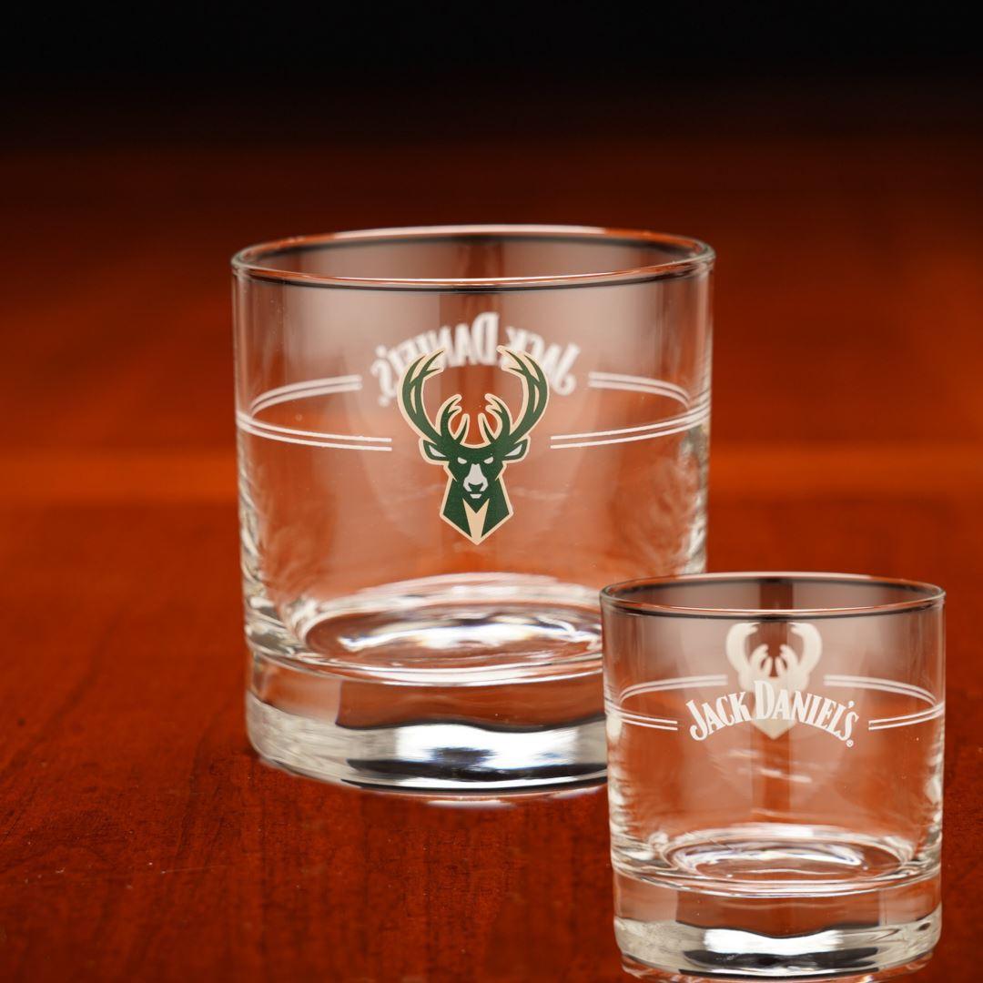 Jack Daniel's Milwaukee Bucks NBA Glass