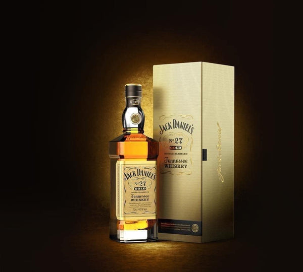 Jack Daniel's No 27 Gold Glass Ice Bucket with Tongs - The Whiskey