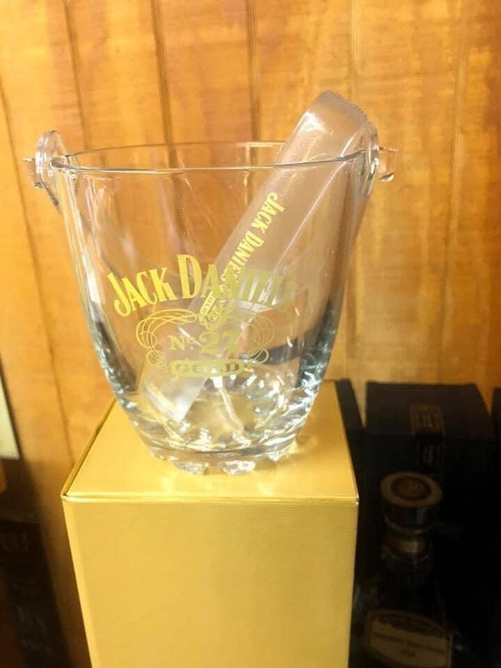 Jack Daniel’s No 27 Gold Glass Ice Bucket with Tongs - The Whiskey Cave