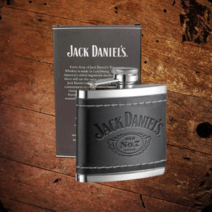 Jack Daniel’s Oiled Leather Stainless Steel 4 ounce Flask - The Whiskey Cave