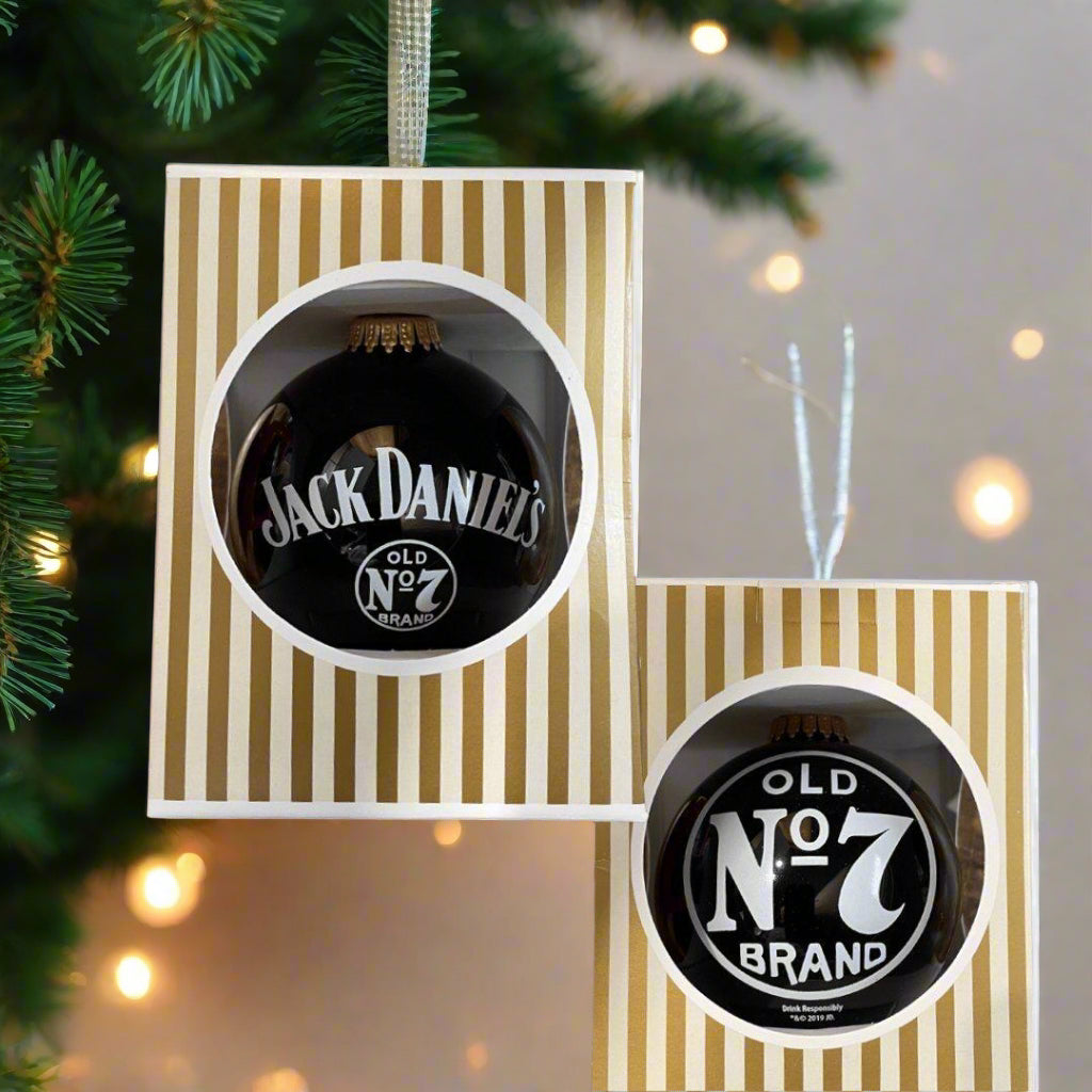 Jack Daniel’s Old No 7 Two Sided Glass Ornament - The Whiskey Cave