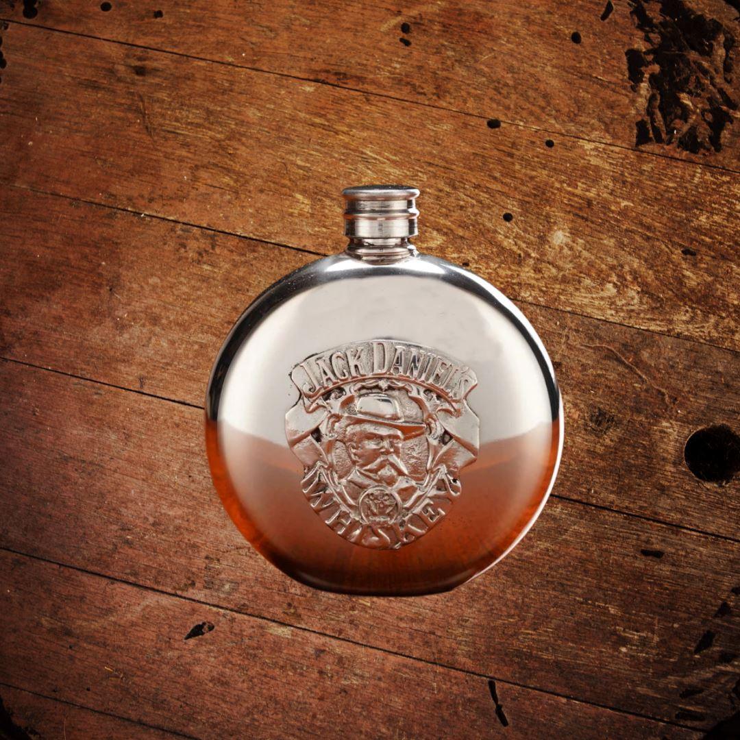Jack Daniel’s Portrait Pewter Flask from England - The Whiskey Cave