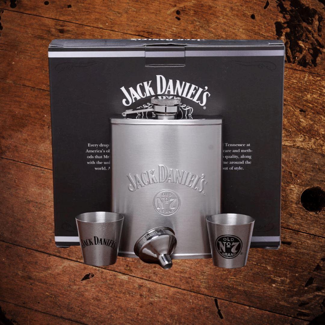 Jack Daniel’s Satin Finish Flask with Shots - The Whiskey Cave
