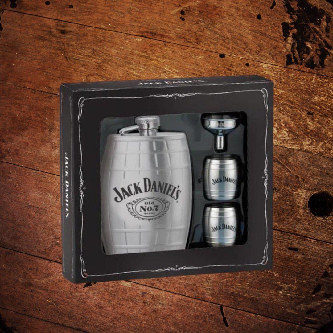 Jack Daniel’s Stainless Barrel Flask with Shots - The Whiskey Cave