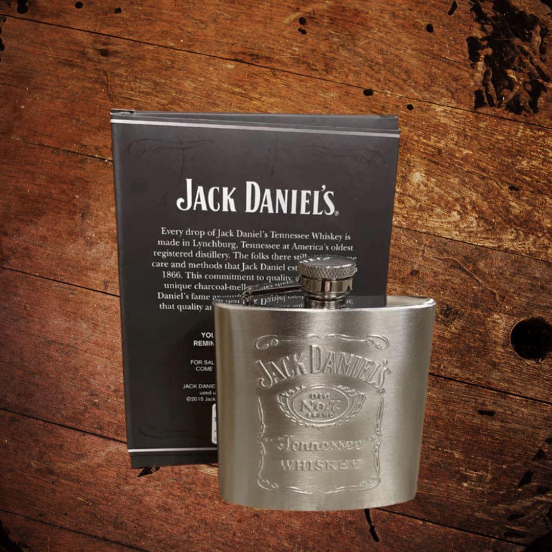 Jack Daniel’s Stainless Steel Embossed Flask - The Whiskey Cave