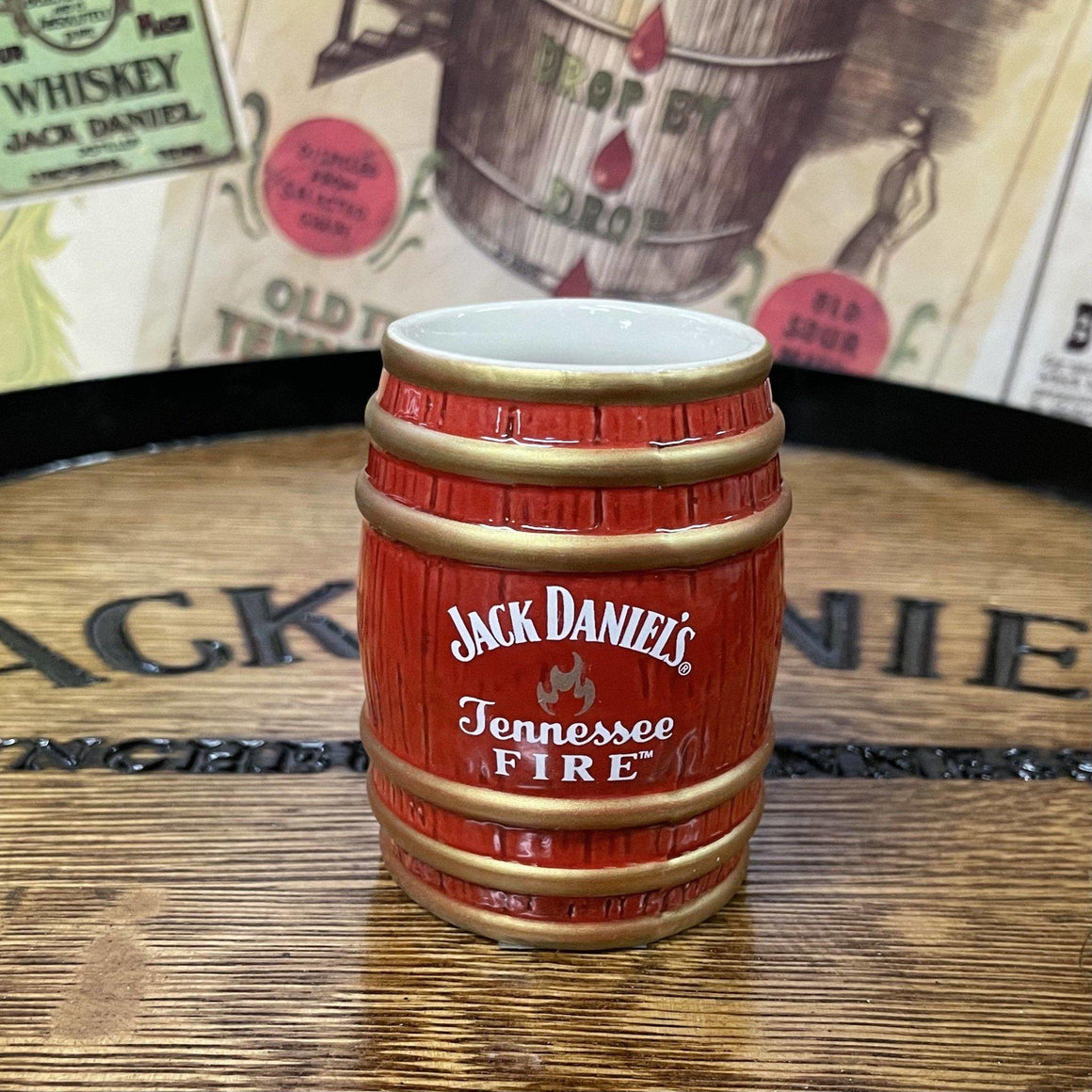 Jack Daniel’s Stoneware Tennessee Fire Barrel Shot Glass - The Whiskey Cave