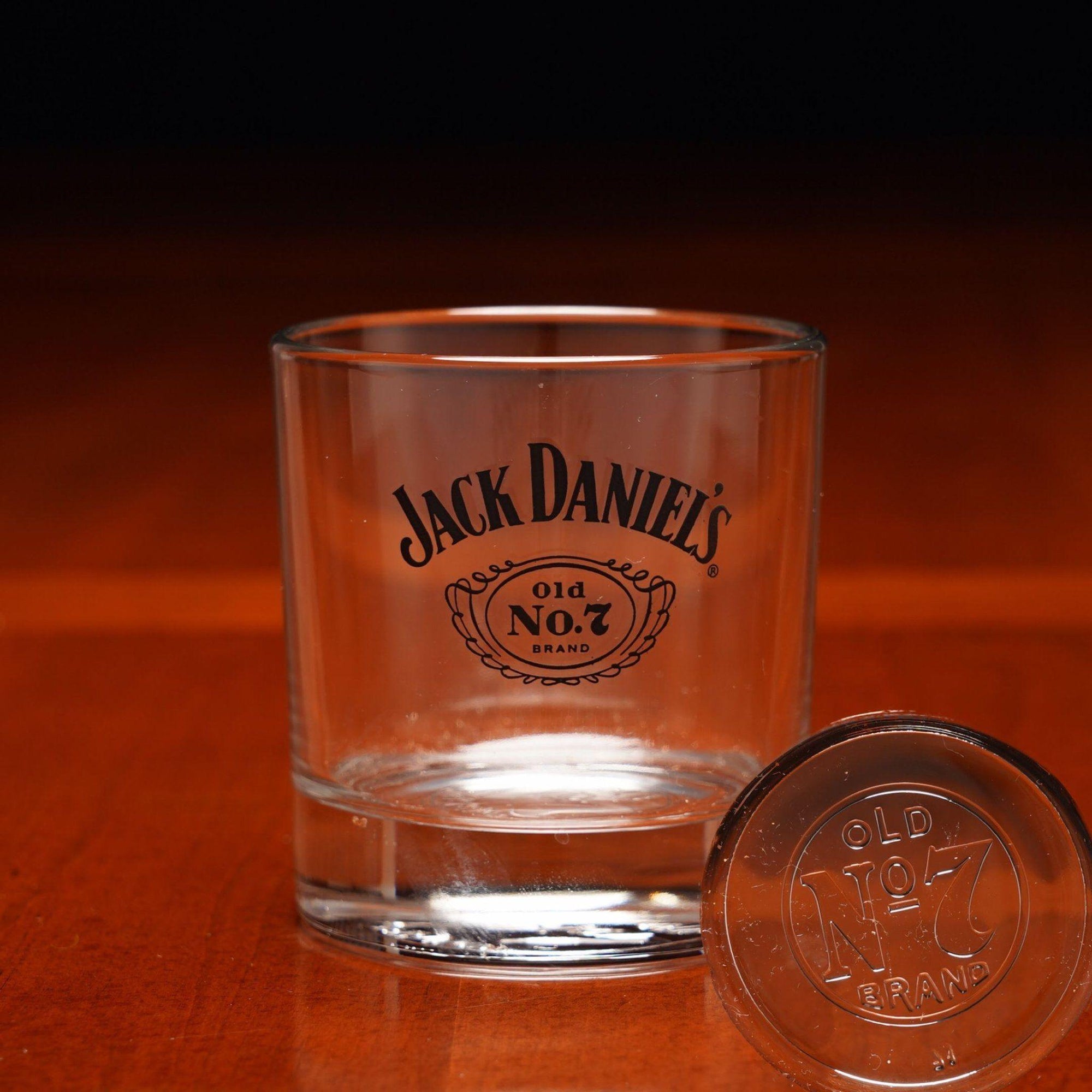 Jack Daniel's Swing Logo Embossed Bottom Round Glass - The Whiskey Cave
