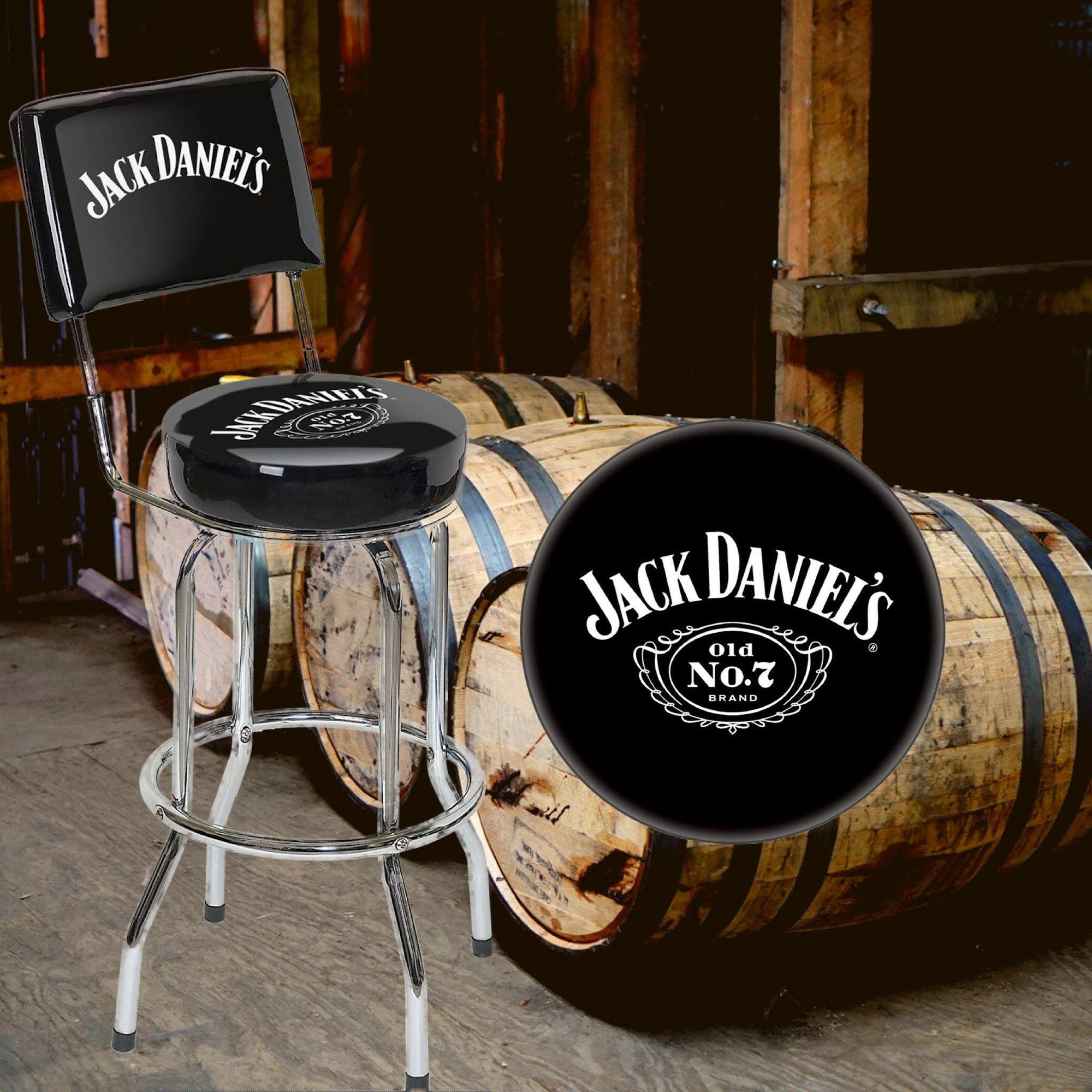 Jack Daniel’s Swivel Bar Stool with Back Rest - The Whiskey Cave