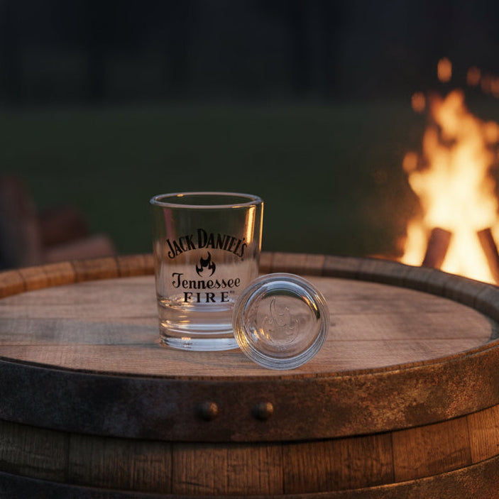 Jack Daniel's Tennessee Fire Embossed Bottom Shot Glass - The Whiskey Cave