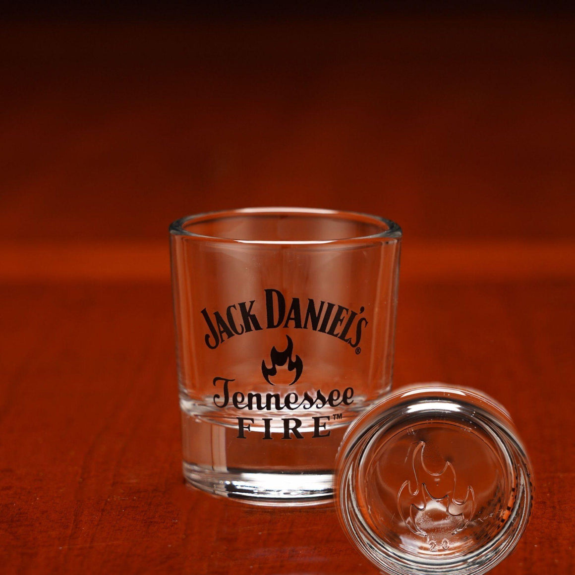 Jack Daniel's Tennessee Fire Embossed Bottom Shot Glass - The Whiskey Cave