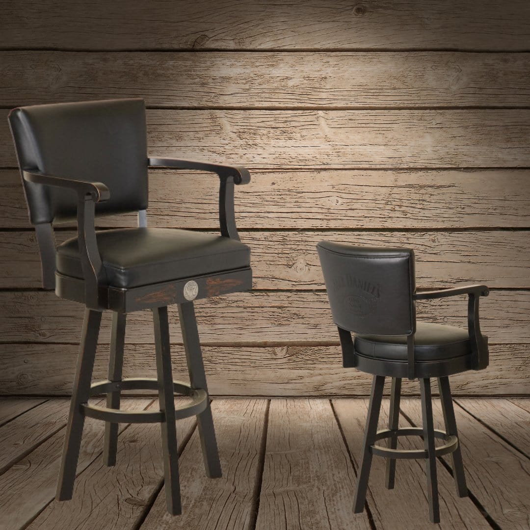Jack Daniel's Wood Bar Stool with Backrest The Whiskey Cave