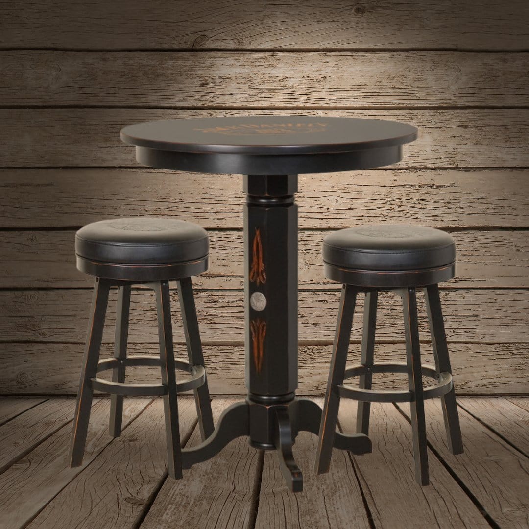 Jack Daniel’s Wood Pub Table and 2 Bar Stools - The Whiskey Cave