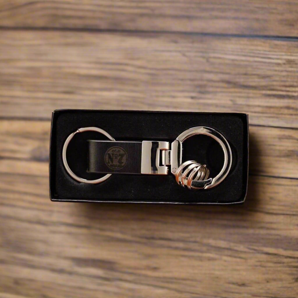 Leather and Chrome Jack Daniel's Key Ring - The Whiskey Cave