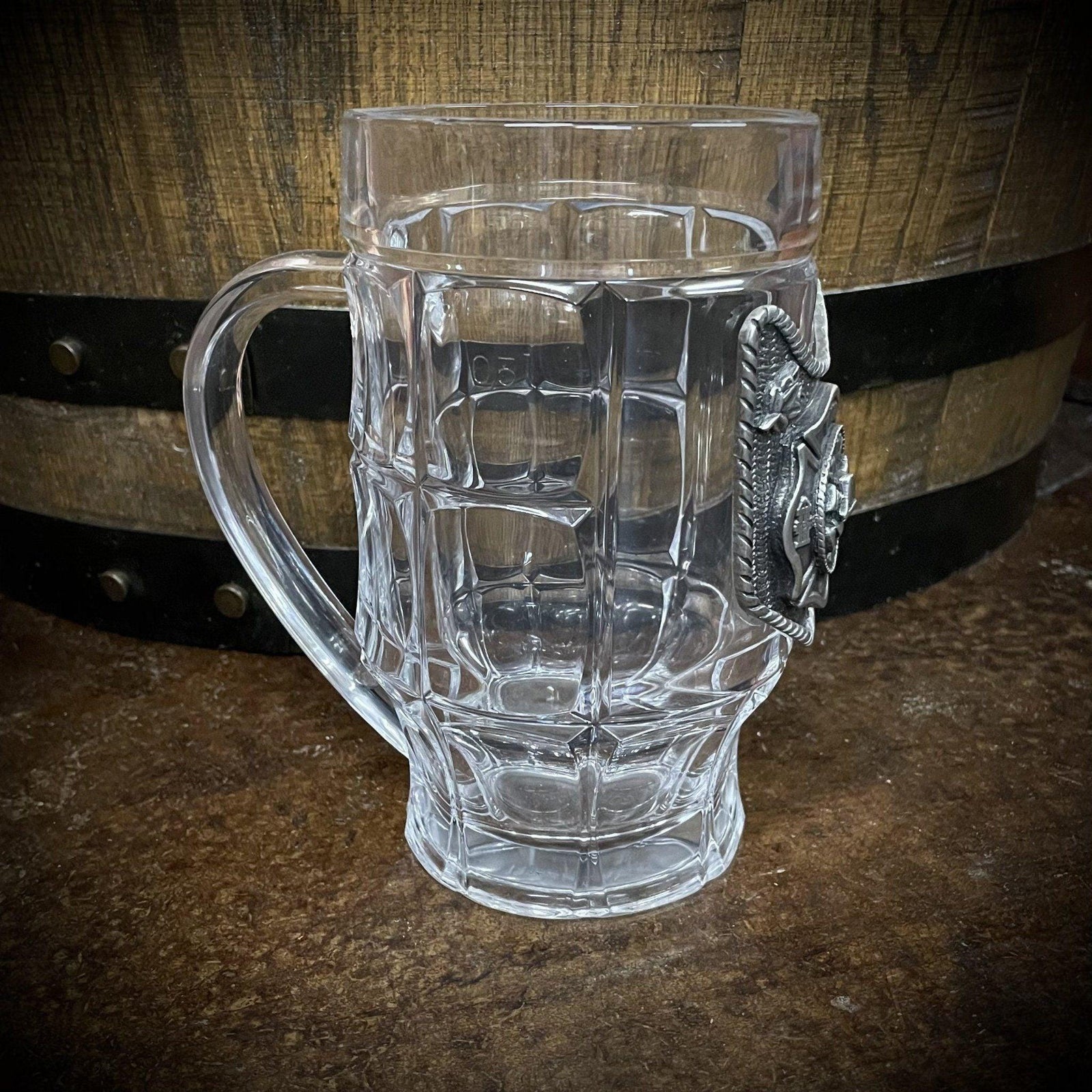 Maltese Cross Pewter Badge Glass Stein - The Whiskey Cave
