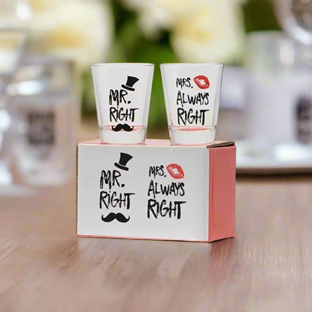 Mr. Right and Mrs. Always Right boxed Shot Glass set - The Whiskey Cave