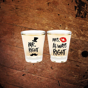 Mr. Right and Mrs. Always Right boxed Shot Glass set - The Whiskey Cave