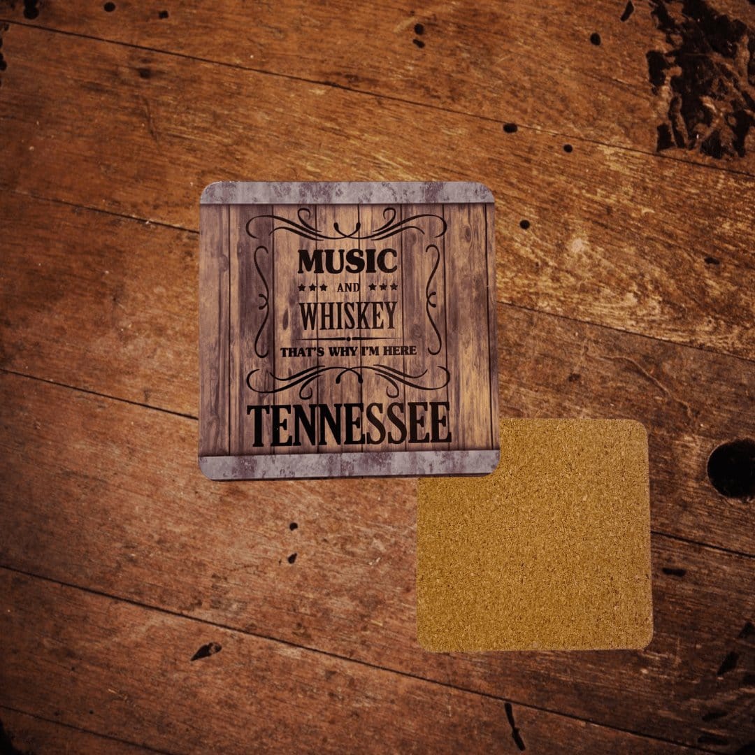 Music Tennessee Whiskey Cork Back Coaster - The Whiskey Cave