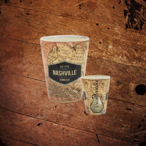 Nashville Map Guitar Shot Glass - The Whiskey Cave