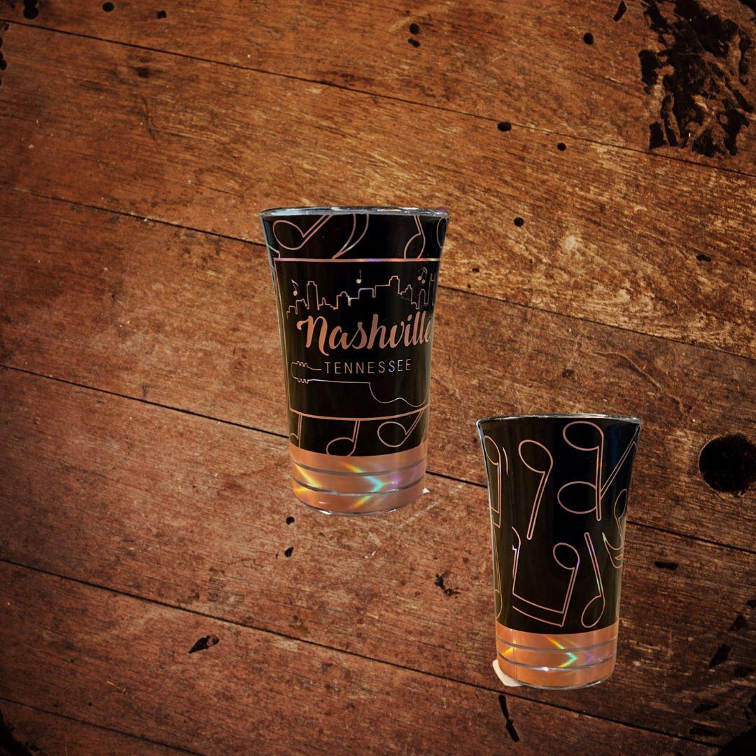 Nashville Rose Gold Music Note Shot Glass - The Whiskey Cave