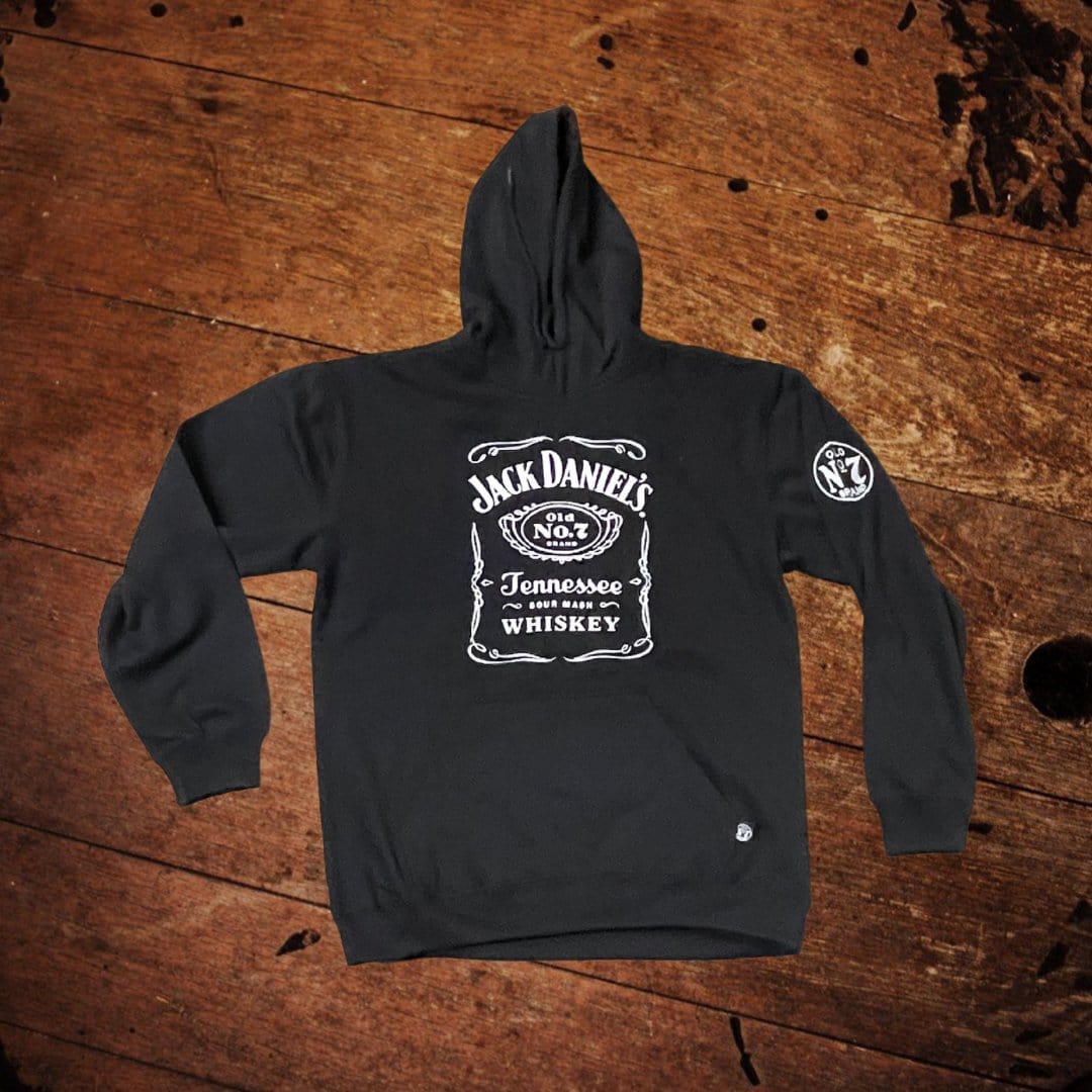 NEW Jack Daniel’s Black Hoodie with Stitched Logo on Sleeve - The Whiskey Cave