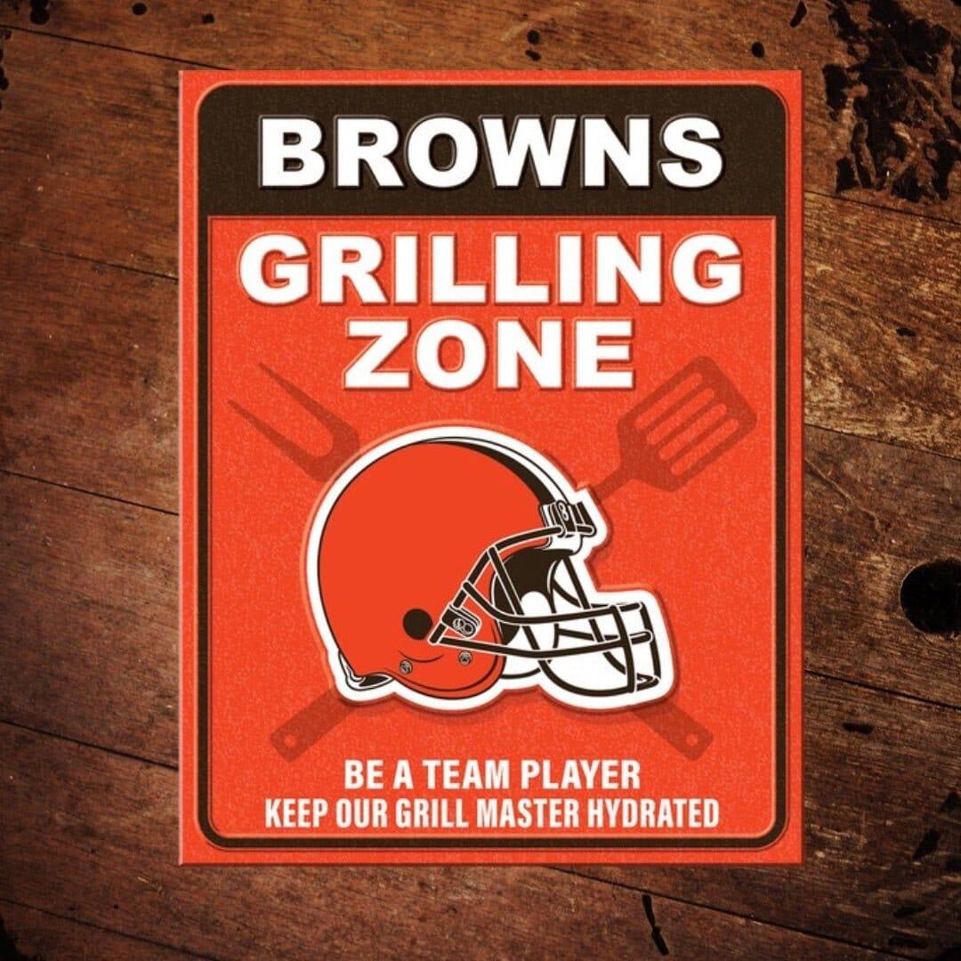 NFL Cleveland Brown Grilling Zone Metal Sign - The Whiskey Cave