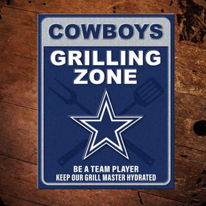 NFL Dallas Cowboys Grilling Zone Metal Sign - The Whiskey Cave