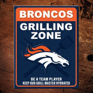 NFL Denver Broncos Grilling Zone Metal Sign - The Whiskey Cave