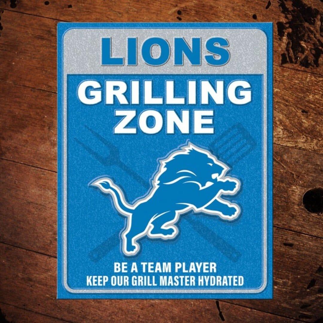 NFL Detroit Lions Grilling Zone Metal Sign - The Whiskey Cave