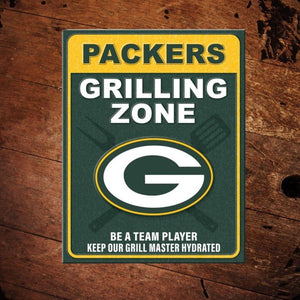NFL Green Bay Packers Grilling Zone Metal Sign - The Whiskey Cave