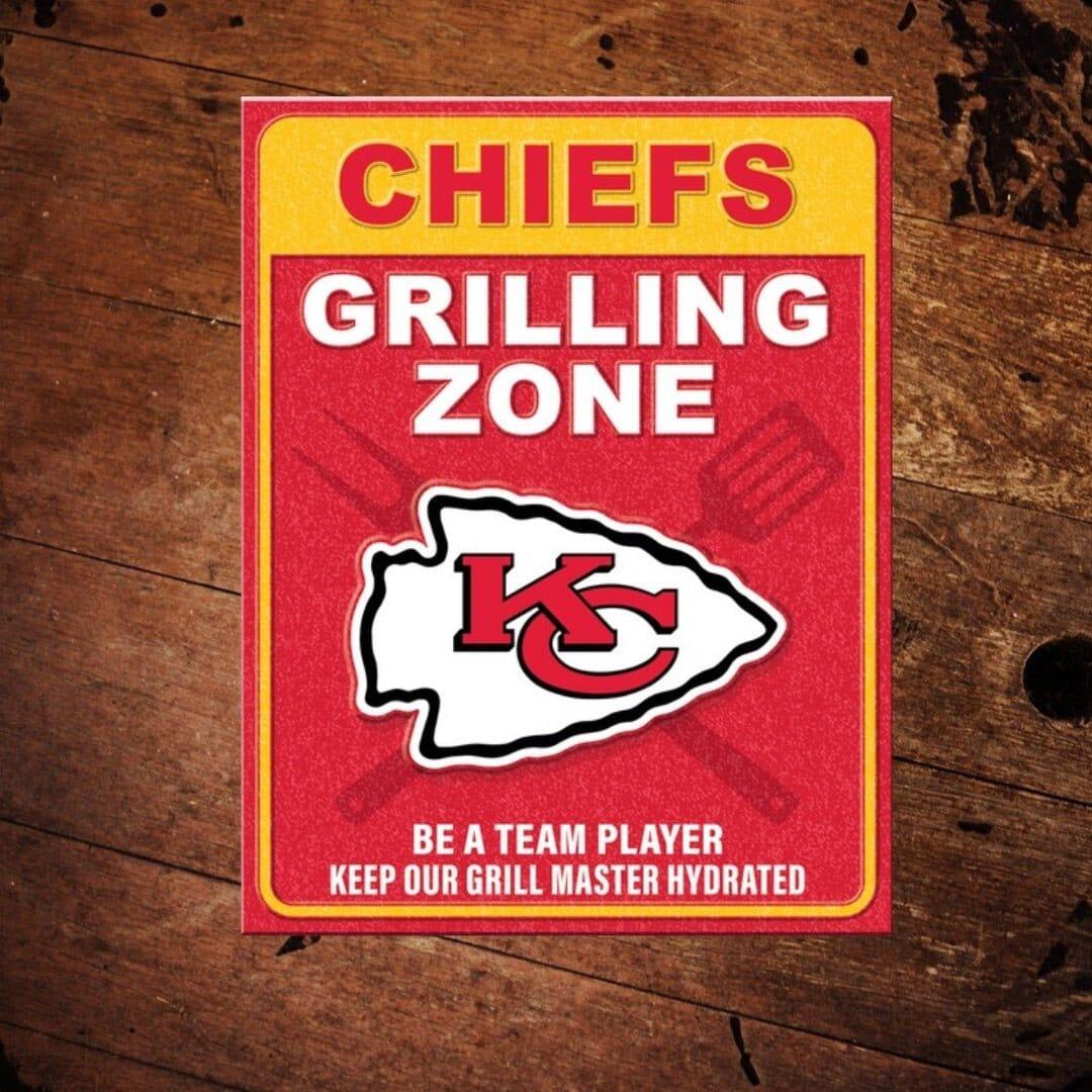 NFL Kansas City Chiefs Grilling Zone Metal Sign - The Whiskey Cave