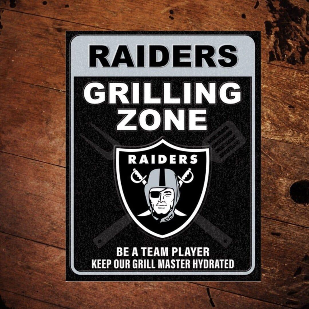 NFL Las Vegas Raiders Grilling Zone Metal Sign - The Whiskey Cave