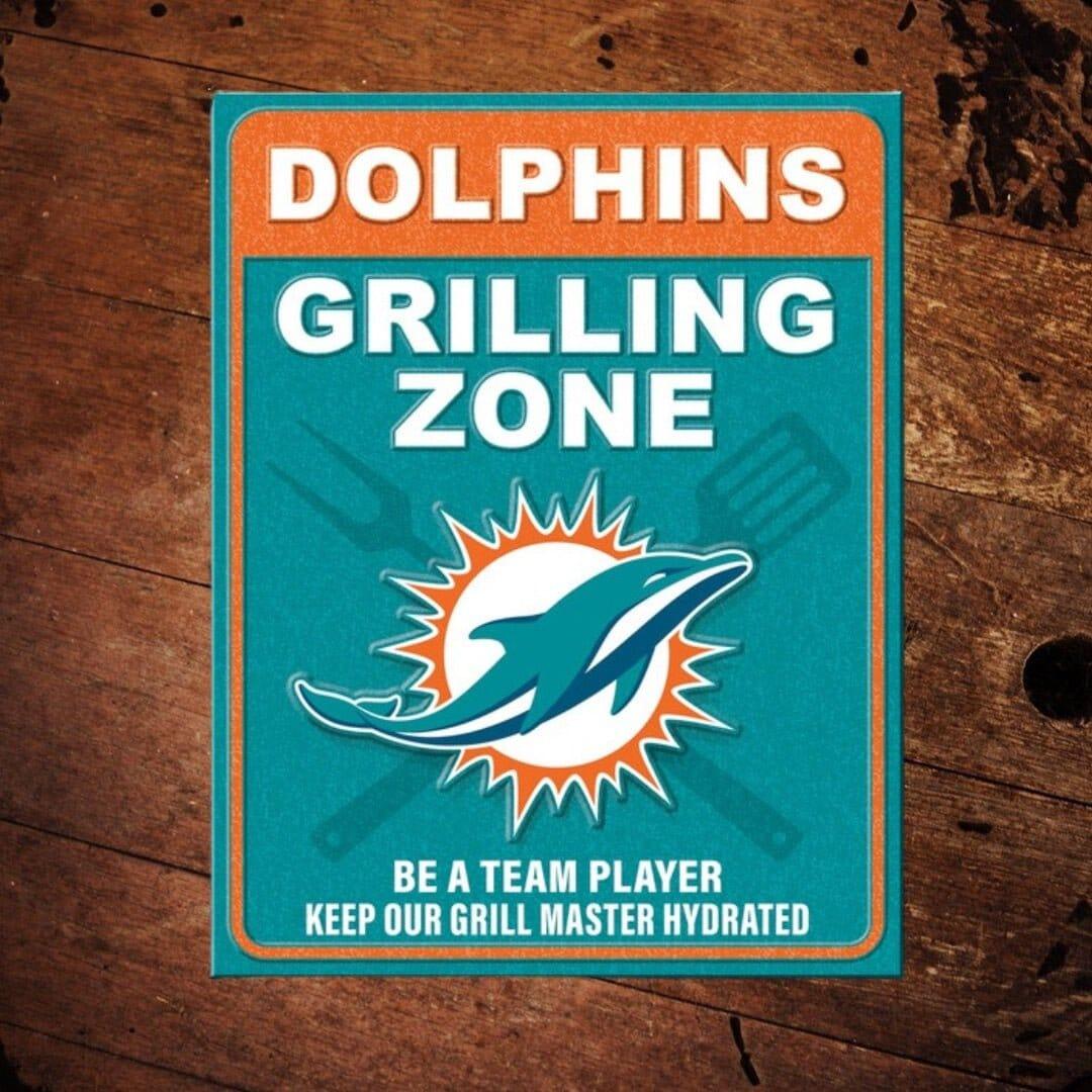 NFL Miami Dolphins Grilling Zone Metal Sign - The Whiskey Cave