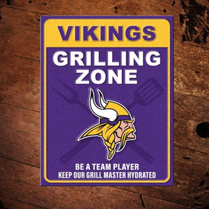 NFL Minnesota Vikings Grilling Zone Metal Sign - The Whiskey Cave